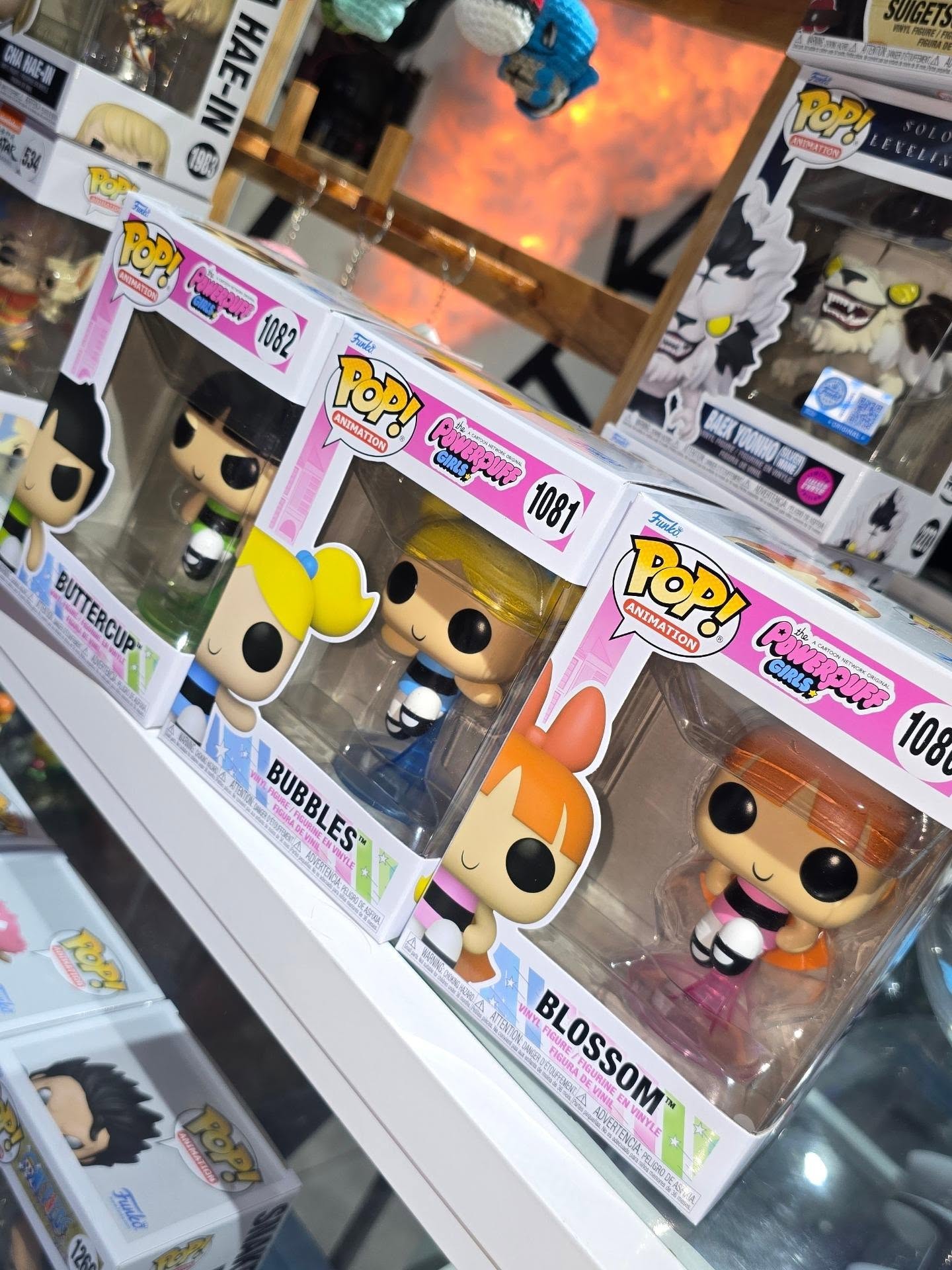 Powerpuff Girls Funko Pop figures on the shelf at Ravenz Realm